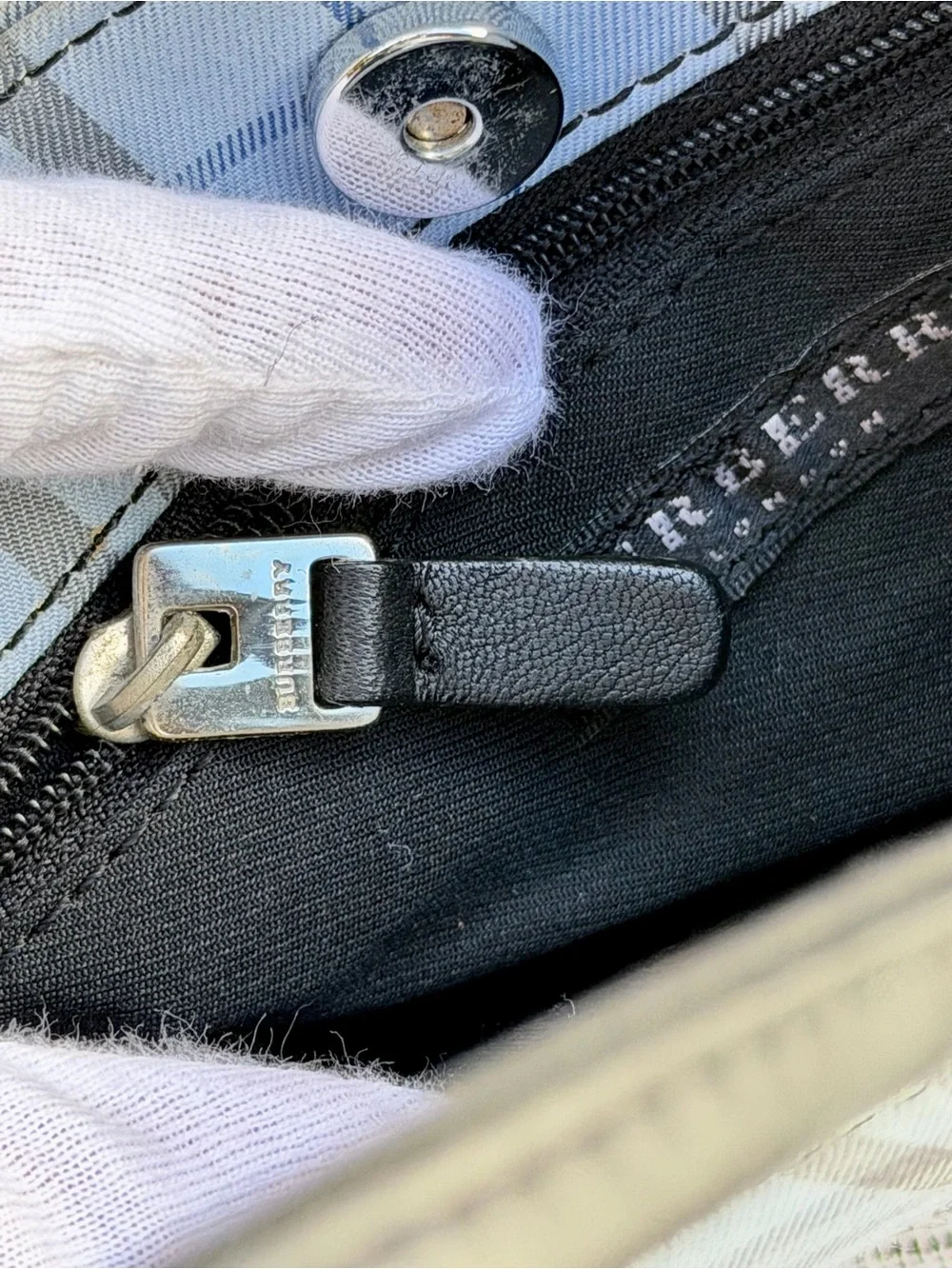 Burberry light blue Nova Check Mini Tote - Picture 9 of 14